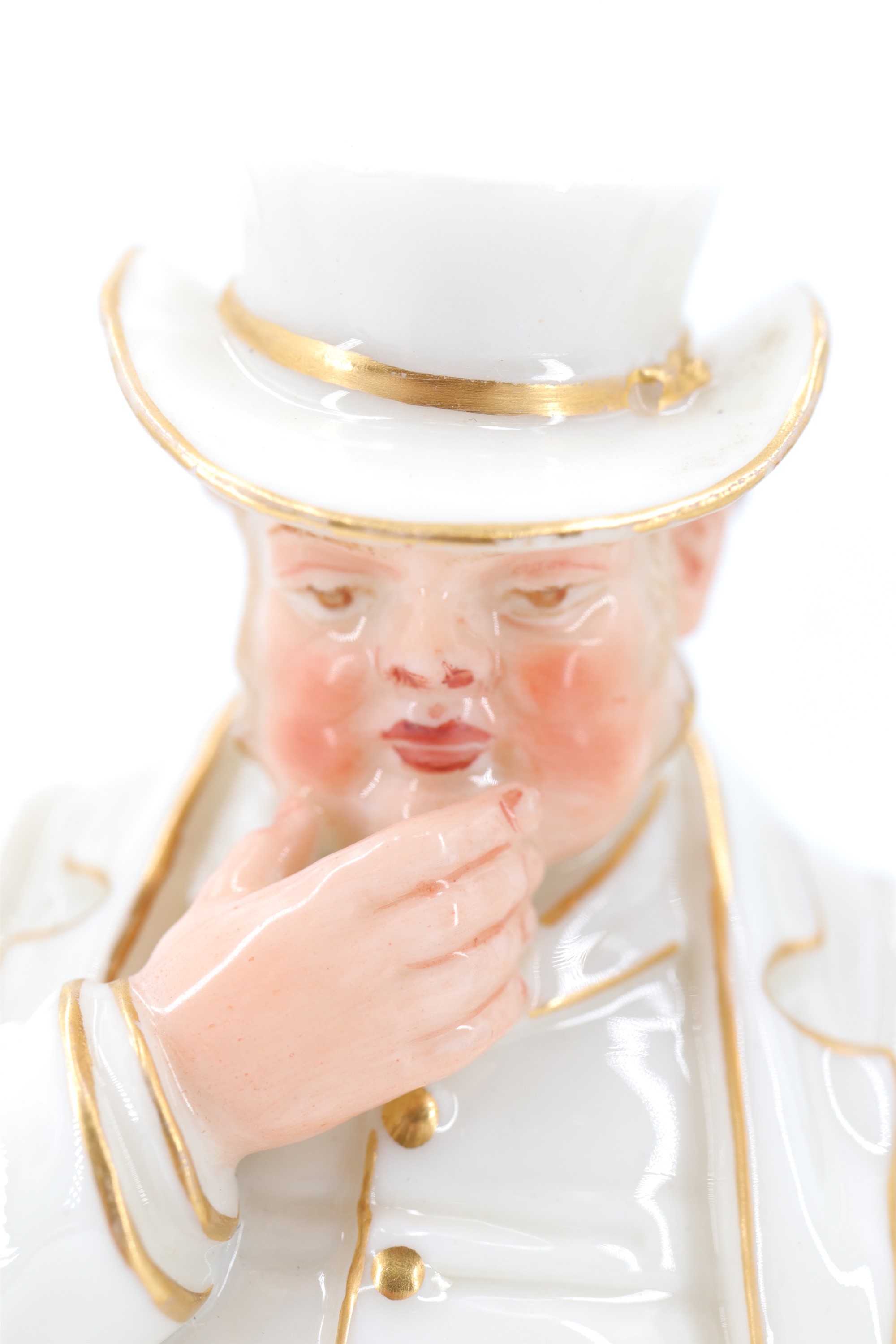A late 19th Century Royal Worcester blanc de chine figure of John Bull, polychrome and gilt - Image 6 of 10