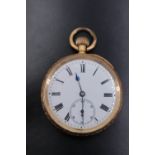 A lady's 19th Century Swiss 18 ct gold fob watch, having a crown wind and pin set movement, the