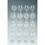 A suite of Baccarat Messana large and small wine glasses, (8 large and 8 small)