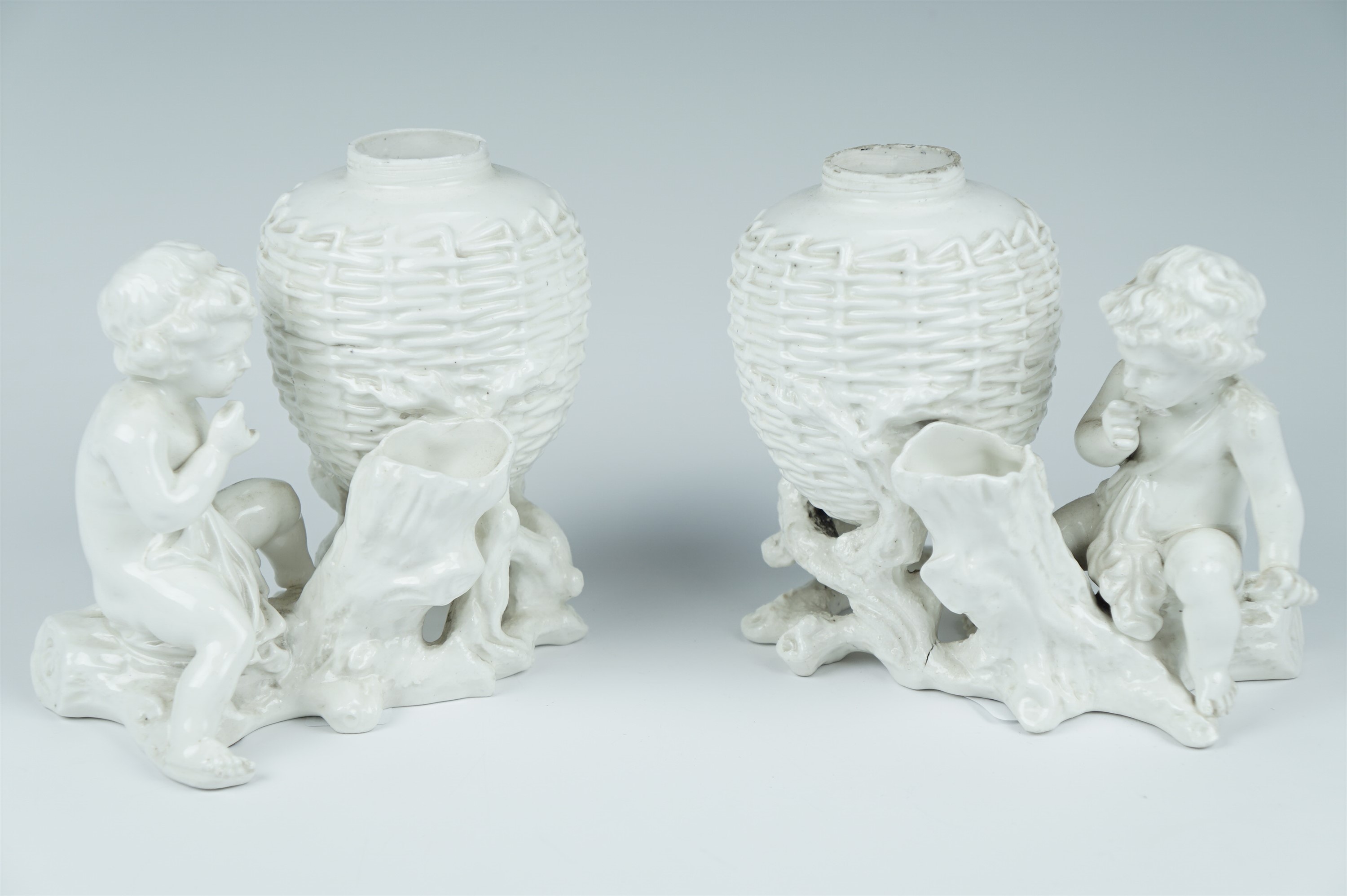 A pair of 19th Century blanc de chines spill vases - Image 2 of 6