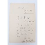 An autograph letter signed by William G C Gladstone, grandson of Prime minister W E Gladstone, on 41