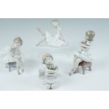 Four Lladro ballerina figurines, tallest 15 cm