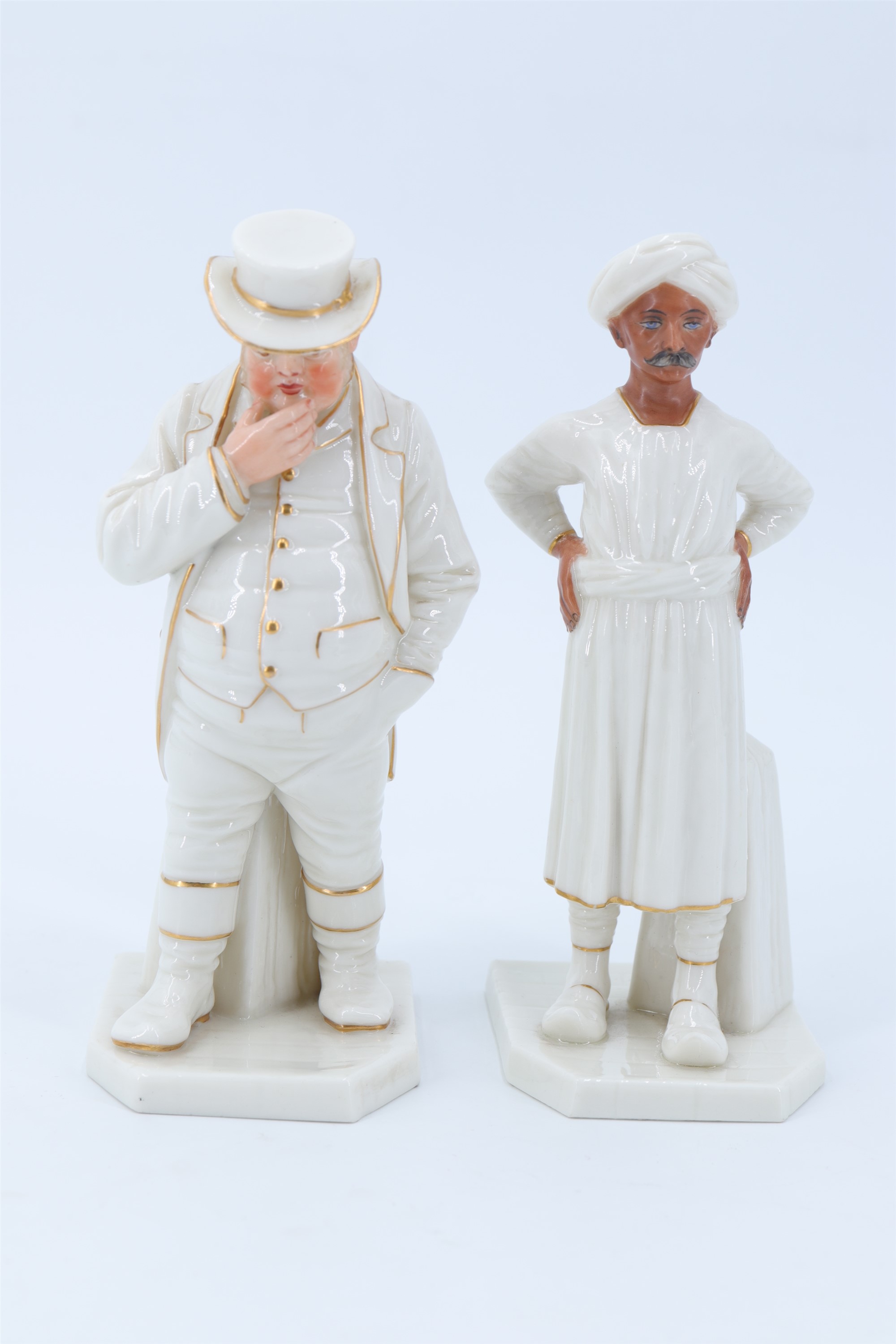 A late 19th Century Royal Worcester blanc de chine figure of John Bull, polychrome and gilt