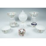 Minton Haddon Hall bowls, Royal Doulton Forget Me Not ginger jar and posy vase, Spode small kettle