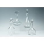 Four late 20th Century decanters, including a cut glass mallet form, and a Rodney decanter,