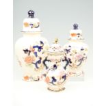 Three Mason's Mandalay lidded jars, tallest 33 cm