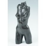 A late 20th Century cold cast bronze female nude torso, patinated finish, bears scratched