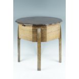 A George V oak sewing table, 50 cm x 45 cm