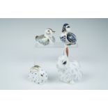 Four Royal Crown Derby paperweights including two rabbits and two ducks, with gold stoppers