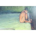 David Cobley (British, Contemporary) "Towards the Corner", portrait of a contemplative nude woman
