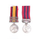 An India Medal with Waziristan 1894-5 clasp and Queen's South Africa Medal with three clasps to 2656