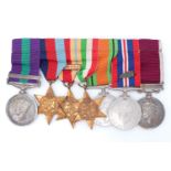 A General Service Medal with Palestine clasp, Second World War campaign medal with oakleaf and