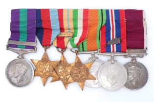 A General Service Medal with Palestine clasp, Second World War campaign medal with oakleaf and