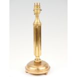 A 1970s brass columnar table lamp base, 32 cm