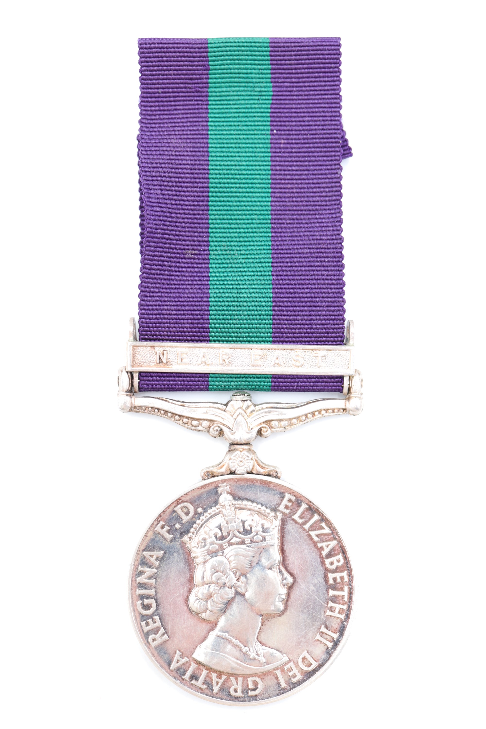 A General Service Medal with Near East clasp to 23266348 Pte D McCumiskey, Royal Artillery