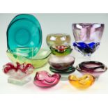 A large quantity of studio glass bowls, twelve items