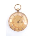 An early 20th Century 18 ct gold open-faced pocket watch, having an un-named key-wound lever