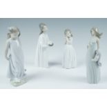 Four Lladro figurines including candle light, butterfly girl etc
