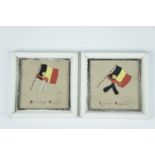 Two Great War Belgian miniature patriotic pen, ink and watercolour cartoons, "Don't Forget