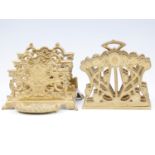 Two late 20th Century cast brass letter racks, respectively in Arts and Crafts and Baroque style,