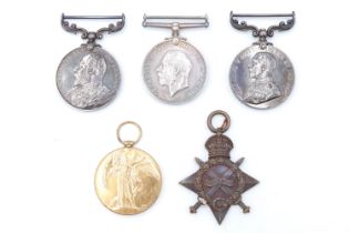 A Distinguished Conduct medal, 1914-15 Star, British War and Victory Medals with Army Long Service