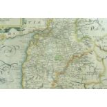 Christopher Saxton (16th Century) An early 17th Century map of Cumbria, watercolour tinted