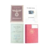 German Third Reich documents comprising a DAF membership book, an Arbeitsbuch, a Hitler Youth