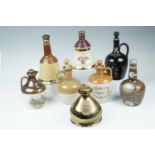 Whisky decanters, stoneware flagons, etc