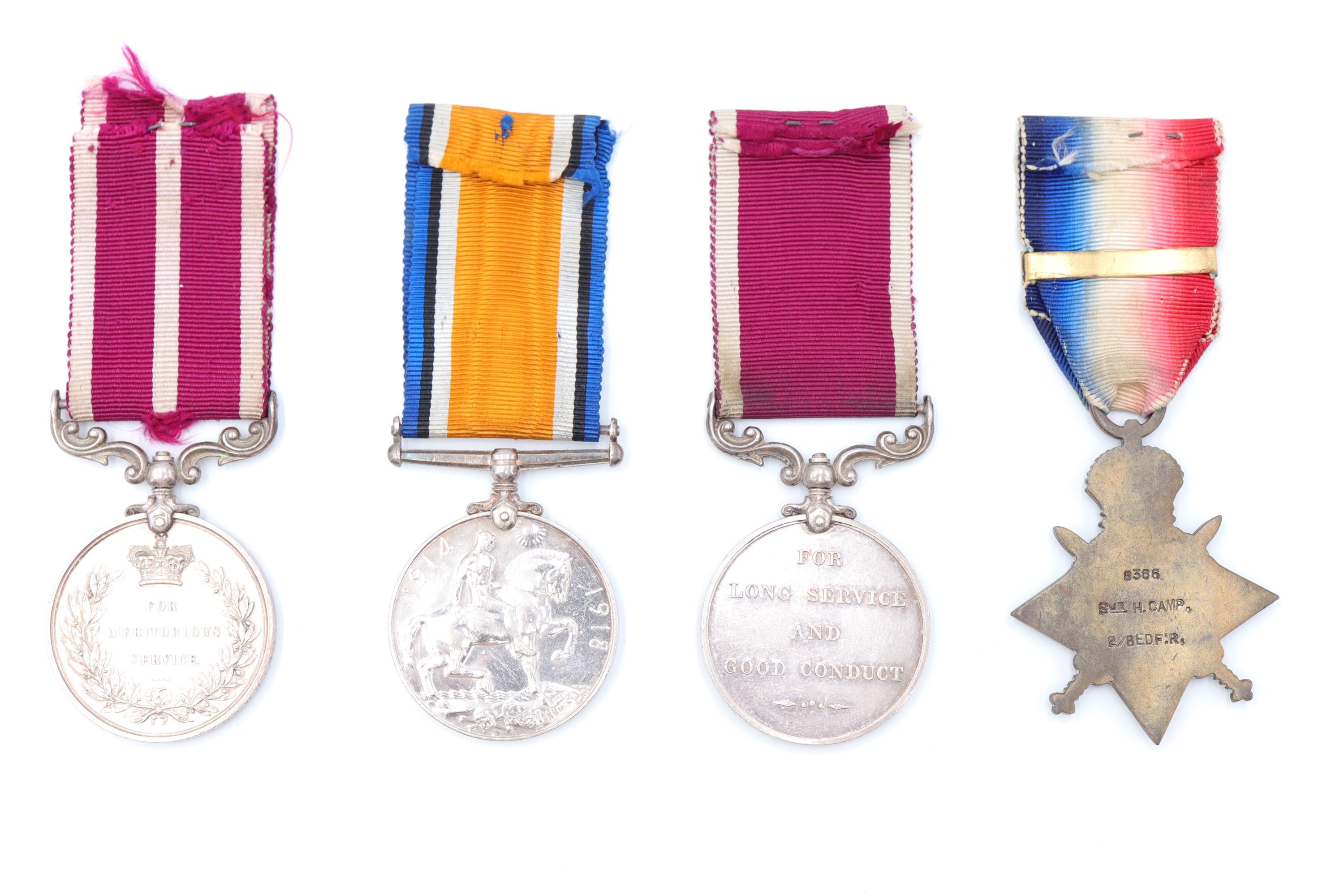 A 1914 Star with clasp, British War, Army Long Service and Good Conduct and Meritorious Service - Image 3 of 16