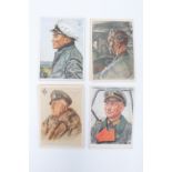 A collection of German Third Reich Wolfgang Willrich and similar postcard portraits of military