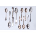 Nine Victorian and later tea and coffee spoons, together with a silver tea knife, 179 g gross [tea