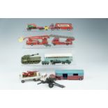 Corgi and Meccano play-worn die cast model bus, Snorkel fire engines, military vehicles, etc