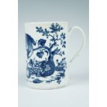 A first period 'Dr Wall' Worcester 'Parrot Pecking Fruit' pattern transfer printed tankard,