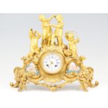 An early 19th Century gilt brass mantle clock by Raingo Frerre, Paris, having a drum movement