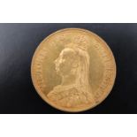 An 1887 gold £2 coin