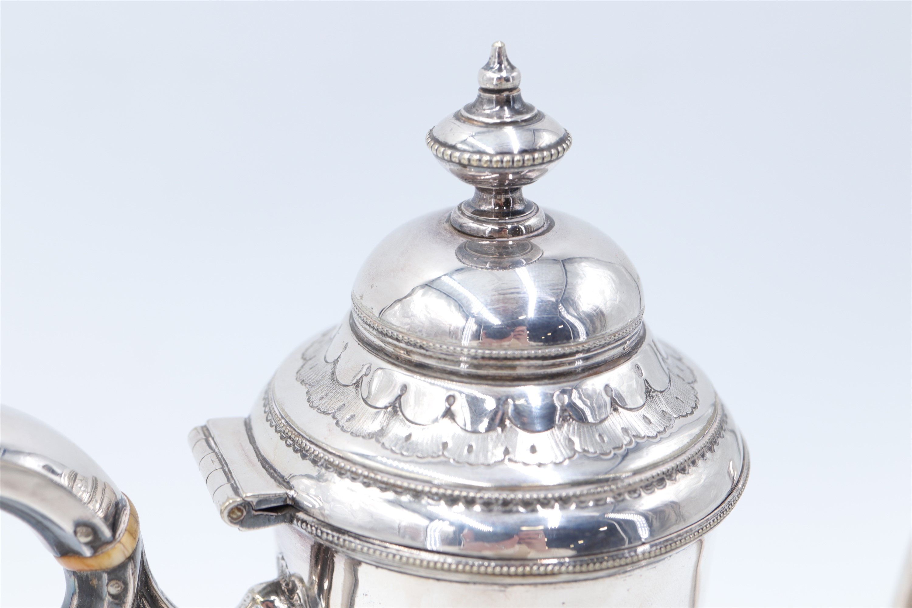 A Victorian electroplated coffee pot by Thomas Prime, of pear shape with chased and engraved - Image 5 of 7