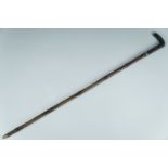 A late 19th / early 20th Century horn handled bamboo sword stick, having a slender tapering