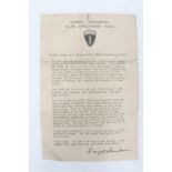 Supreme Commander of the Allied Expeditionary Force in Europe Eisenhower's SHAEF printed message