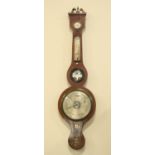 A late Georgian string-inlaid mahogany banjo barometer by Filtness of Swindon, (not suitable for