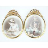 A pair of early 20th Century portrait miniatures depicting young ladies, Mrs Lister, and Miss Hoare,