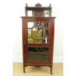 A late 19th / early 20th Century carved, glazed and mirror-fronted music or similar cabinet, 56 cm x