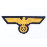 A German Third Reich Kriegsmarine other rank's tunic national emblem