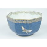 A late 19th / early 20th Century Wedgwood butterfly pattern lusterware octagonal footed bowl, 8.5 cm