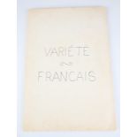 A scrap album containing famous French architecture, art, royalty, automobiles, wine labels, etc,