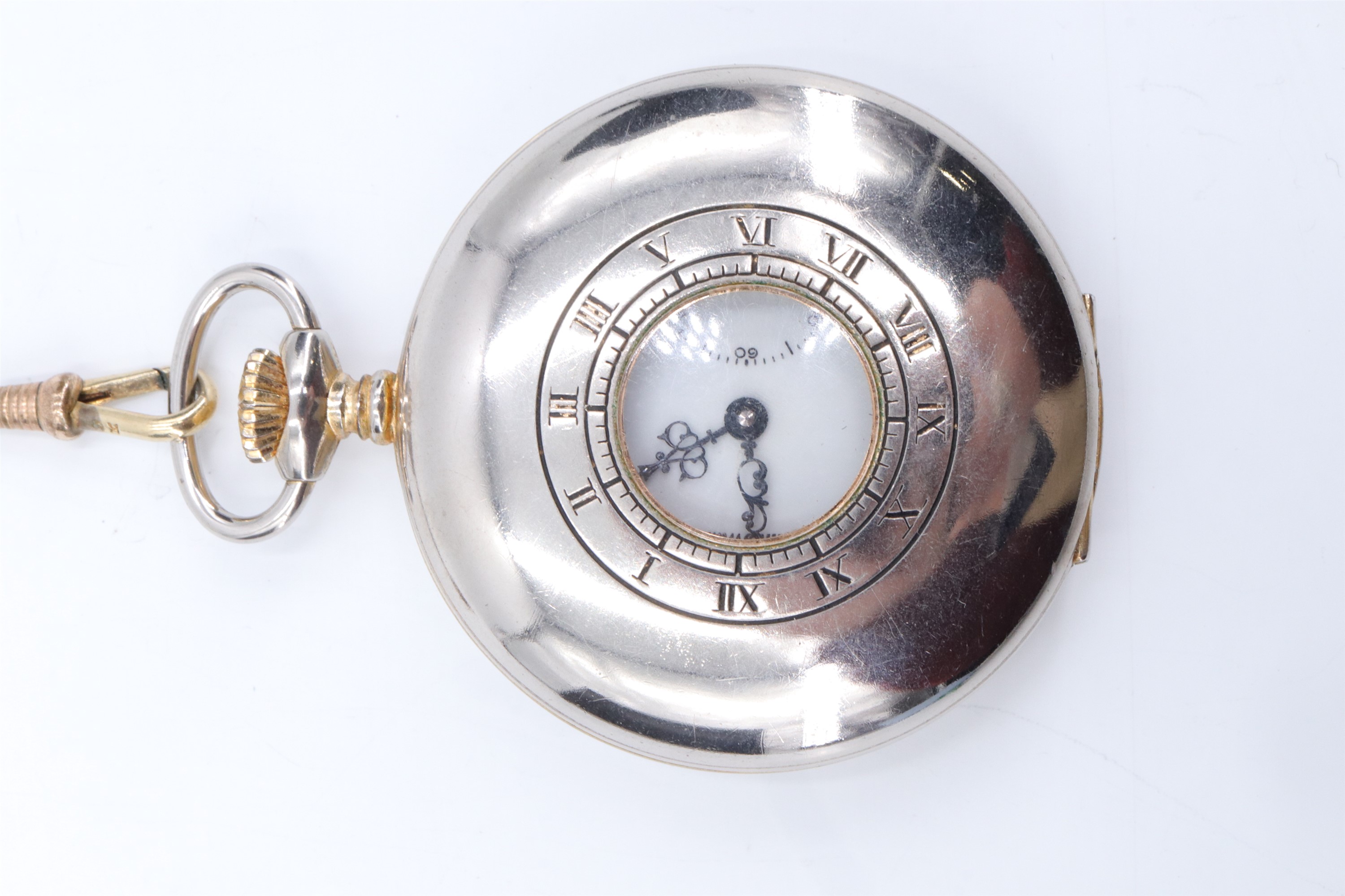 A contemporary pocket watch by James Walker, on a gilt metal watch chain, watch 5 cm excluding - Image 3 of 6