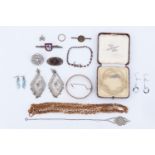 Sundry items of vintage costume jewellery including a Belle Epoque paste-set openwork pendant