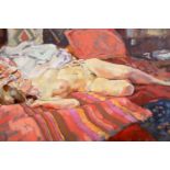 Jack Morrocco (Scottish, Contemporary) "Asleep", oil on canvas, Thompson's gallery label verso,