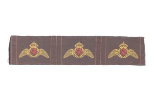 Three George V machine woven pilots' type qualification wings, each centred by the royal cipher