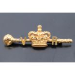 A Victorian high carat yellow metal Royal Commemorative bar brooch, in the form of a scepter faced