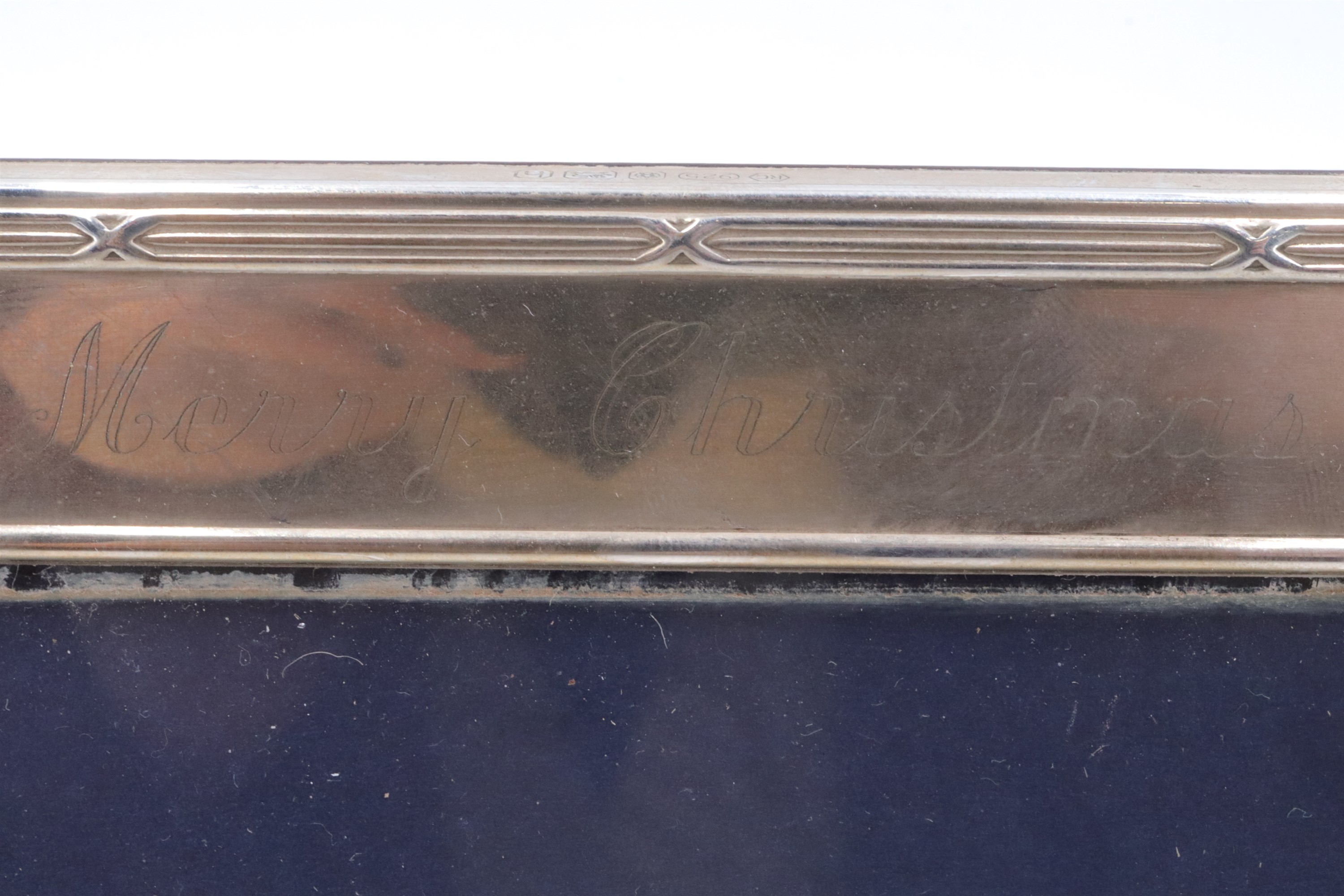 A modern silver fronted photograph frame, having ribbon and reed decoration and lightly engraved ' - Image 6 of 6